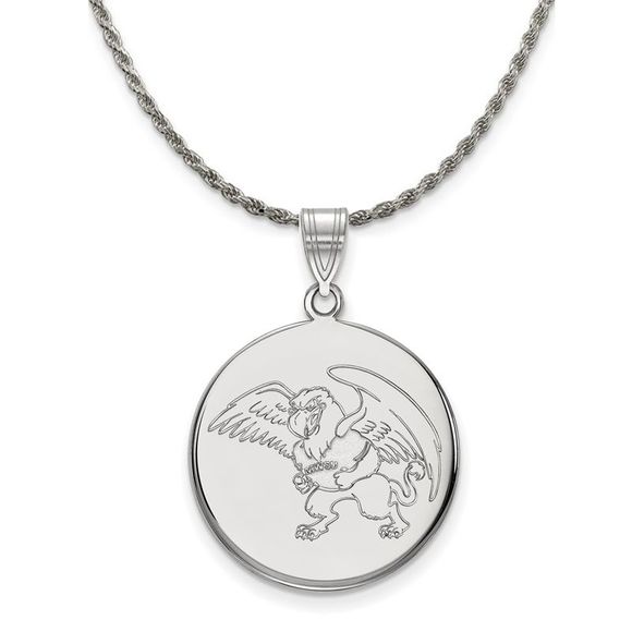 Sterling Silver Missouri Western State Large Disc Necklace - 20 In